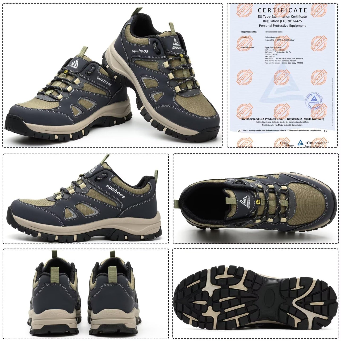 Zapatos de Seguridad para Hombre Mujer S1P ESD Zapatillas Trabajo Comodos Calzado de Seguridad Ligero con Punta de Acero