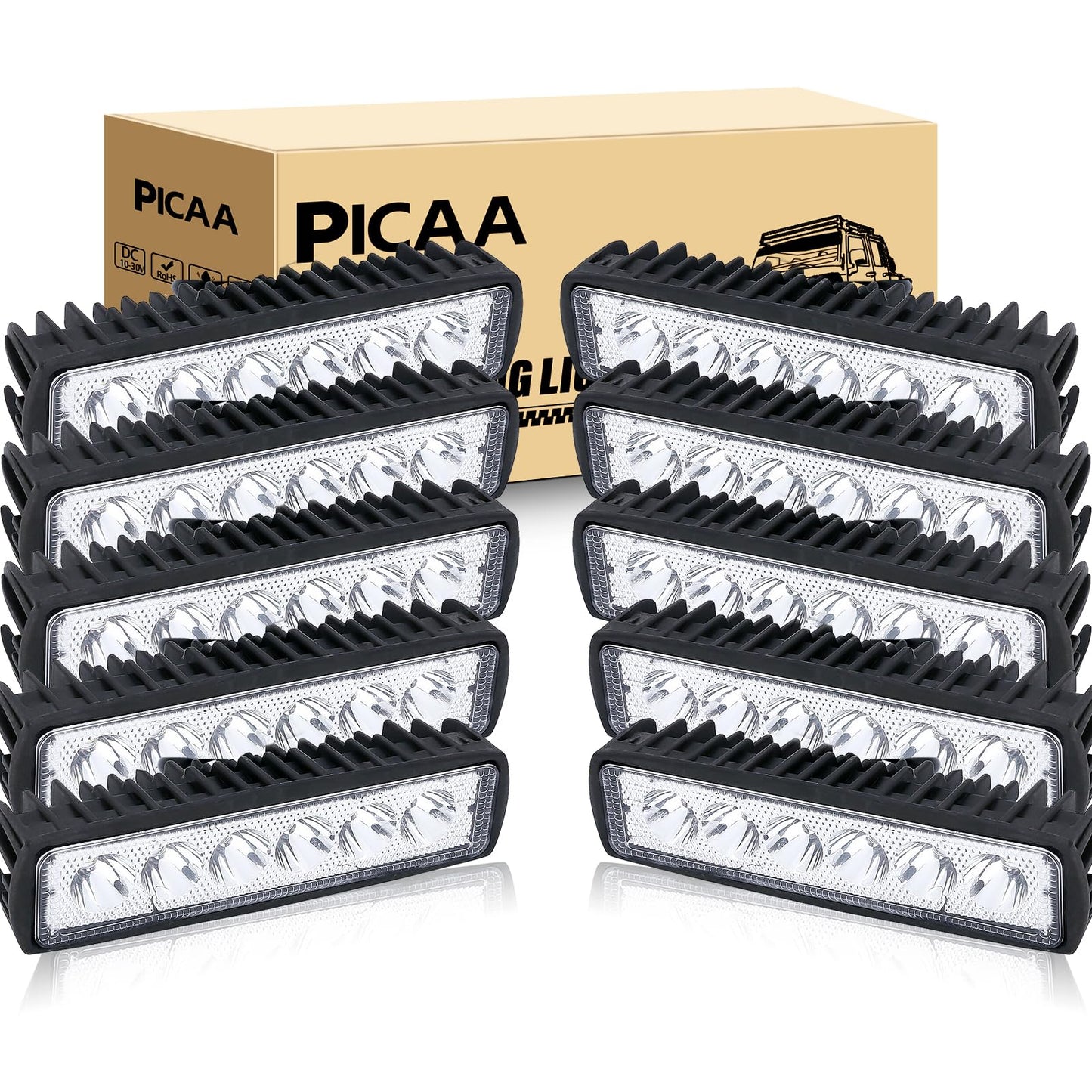 PICAA Mini Foco de trabajo 2PCS 6 pulgadas 18W LED Spot Tractores 12V-24V 6000K P68 - Impermeable Luz de Niebla Coche,SUV, UTV, ATV, Off-road,Camión,Moto,Barco