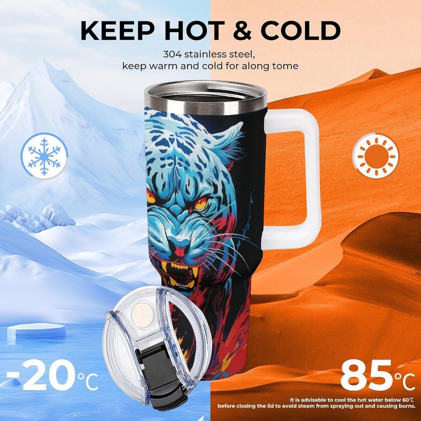 Gattino Termo De Café Para Llevar - Diseño Aislante Con Tapadera A Prueba De Fugas - Ideal Para Mantener Bebidas Calientes 40oz