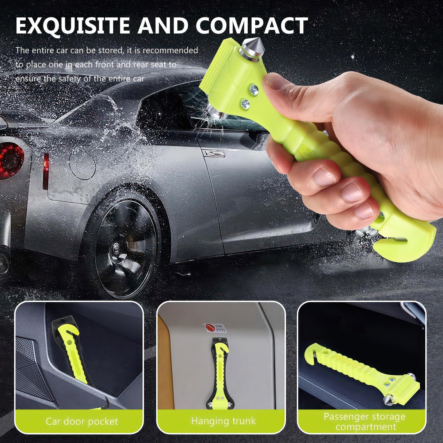 But Oswetf 2 Piezas Martillo de Emergencia para Coche, Incluye Cortacinturones de Seguridad y Rompeventanas, Ideal para Automóviles, Autobuses y Camiones, Accesorios de Coche (Rojo)