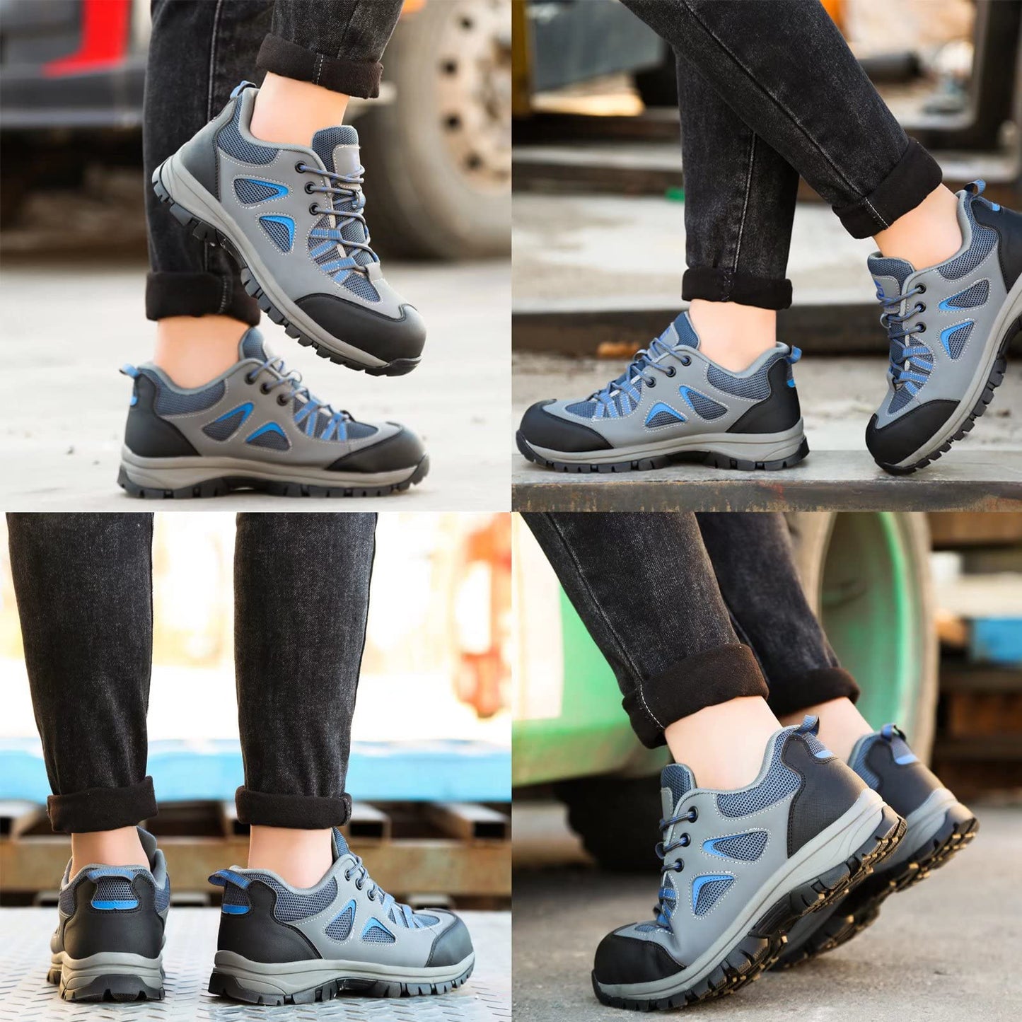ISOOUS Zapatos de Seguridad Hombre Mujer Ligero Zapatos de Trabajo Punta de Acero Transpirable Calzado de Seguridad