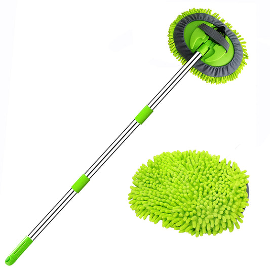 47.5" Cepillo Lavar Coche con Mango Brocha Kit Limpieza Autocaravana Automoviles Vehículos Camiones Camper 2 en 1 Chenille Microfibra Car Wash Brush Accesorios Carro No Dañar Pintura Libre Arañazos