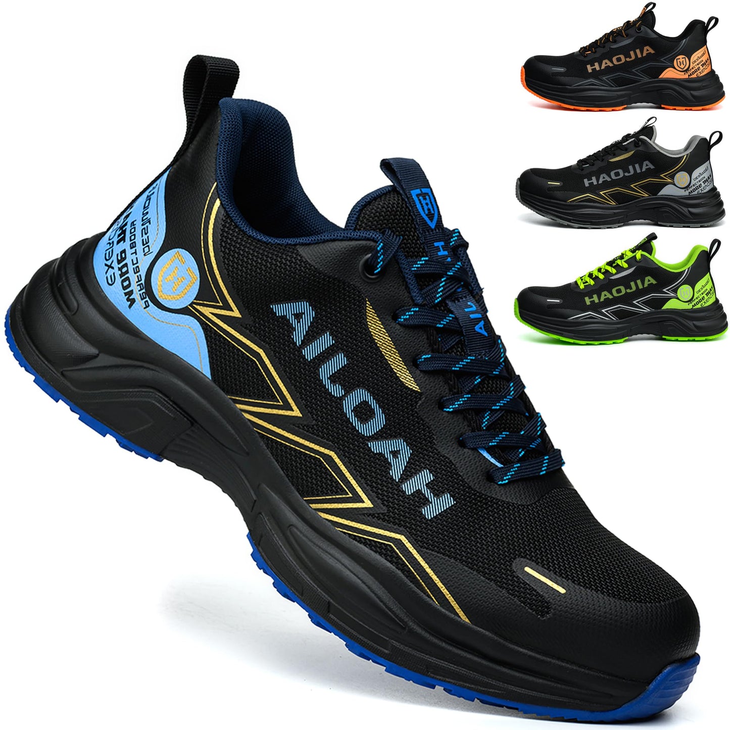 UOQC Zapatos de Seguridad Zapatillas Laborales Transpirables Calzado de Trabajo para Hombre Mujer Antideslizante con Punta de Acero Ligero y Cómodas Resistentes a Impactos