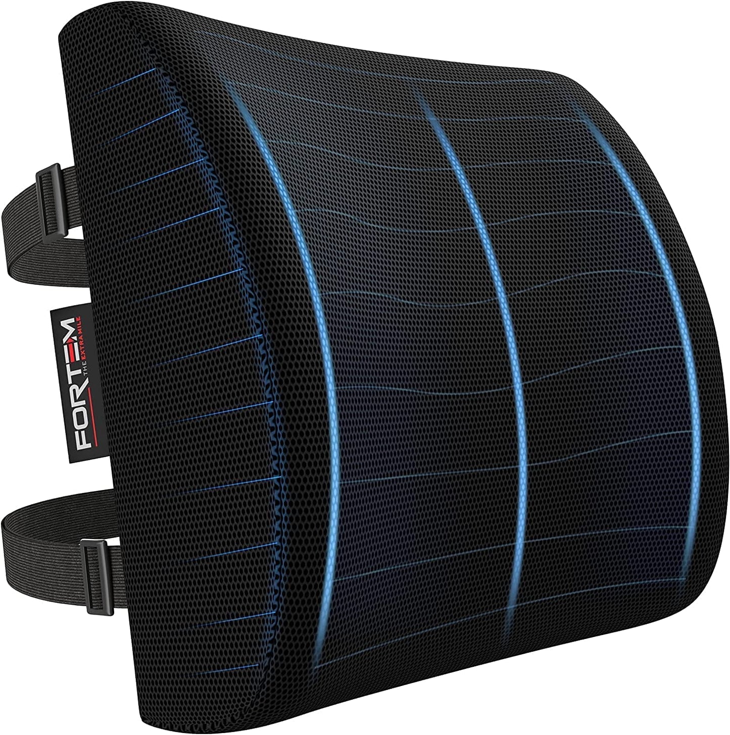 FORTEM Cojín Lumbar Ergonómico para Silla de Oficina, Coche y Gaming, con Espuma Viscoelástica de Alta Densidad y Funda Lavable, Respaldo Ortopédico para Mayor Comodidad