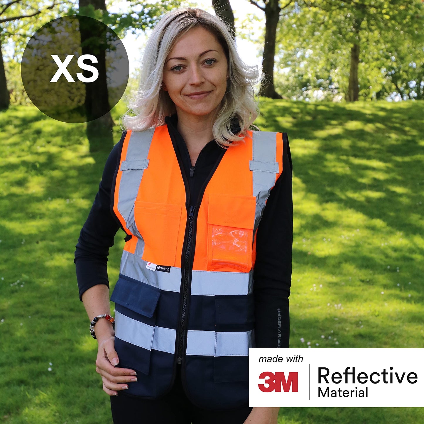 Salzmann Chaleco de Seguridad - Chaleco de Trabajo Multibolsillos - Hecho con cinta reflectante 3M