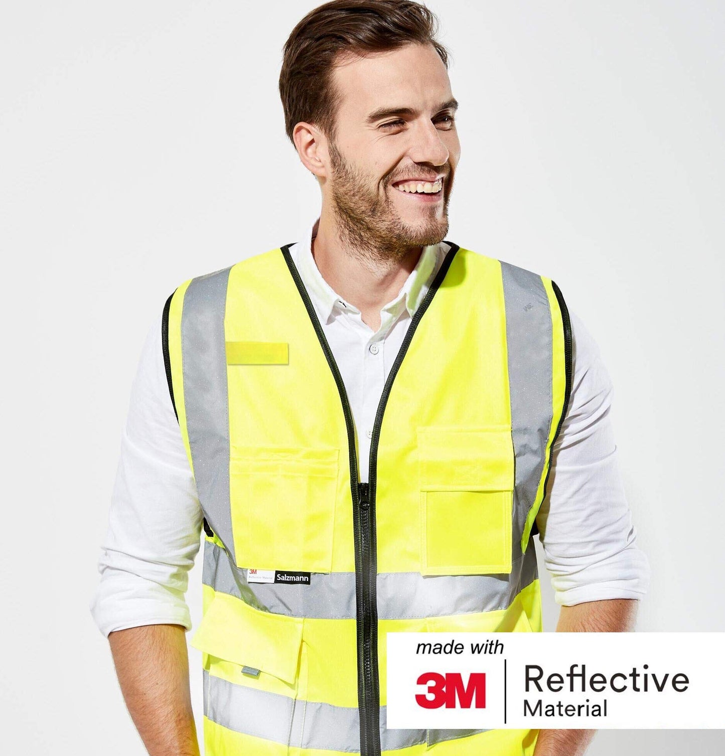 Salzmann Chaleco de Seguridad - Chaleco de Trabajo Multibolsillos - Hecho con cinta reflectante 3M