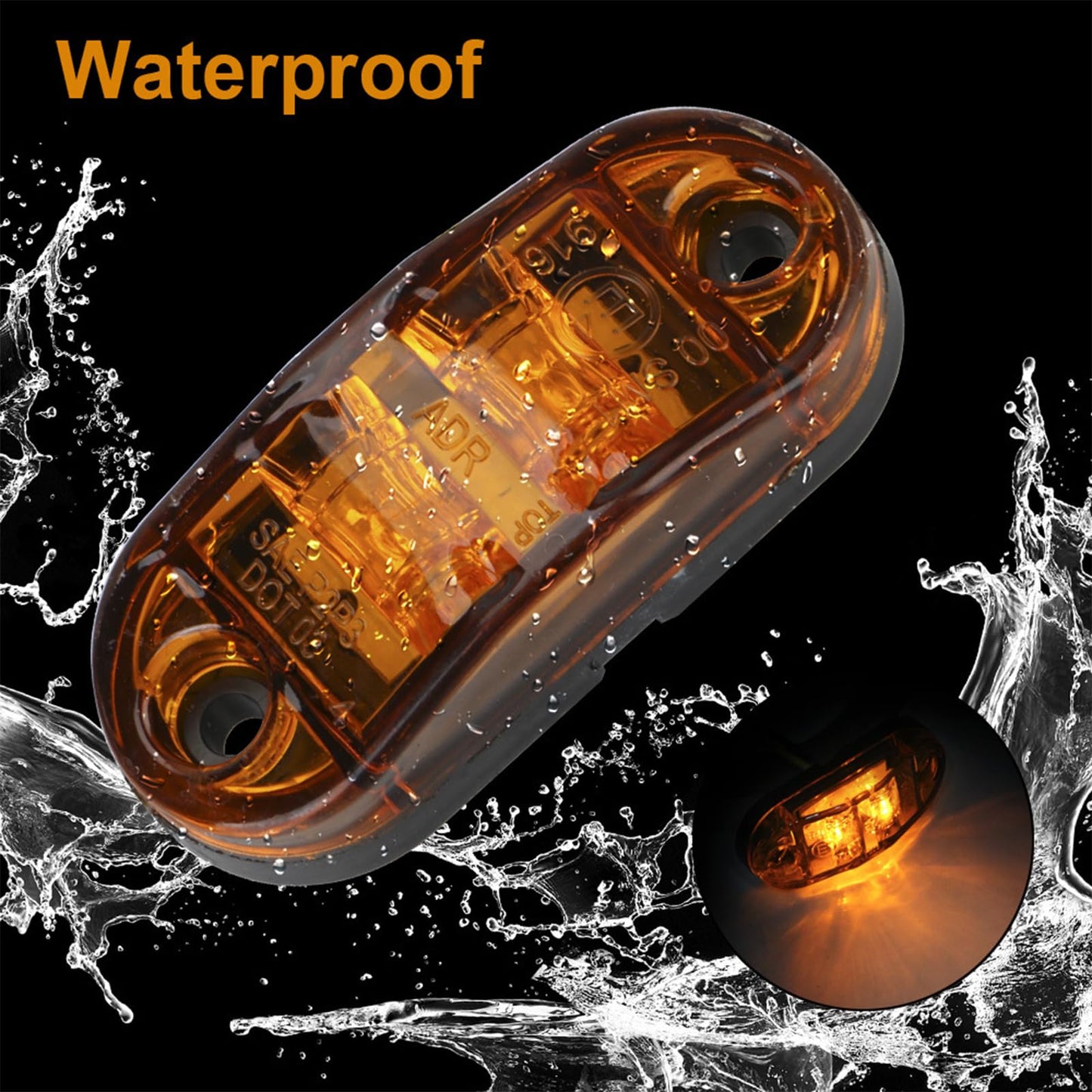 Krtopo 30X 2 Luces LED de Marcador Lateral 12 / 24V Trailer luz Lateral de Advertencia Luz Amarilla/Blanco/Rosa para Camión RV Caravan (Rosa+Amarilla+Blanco)