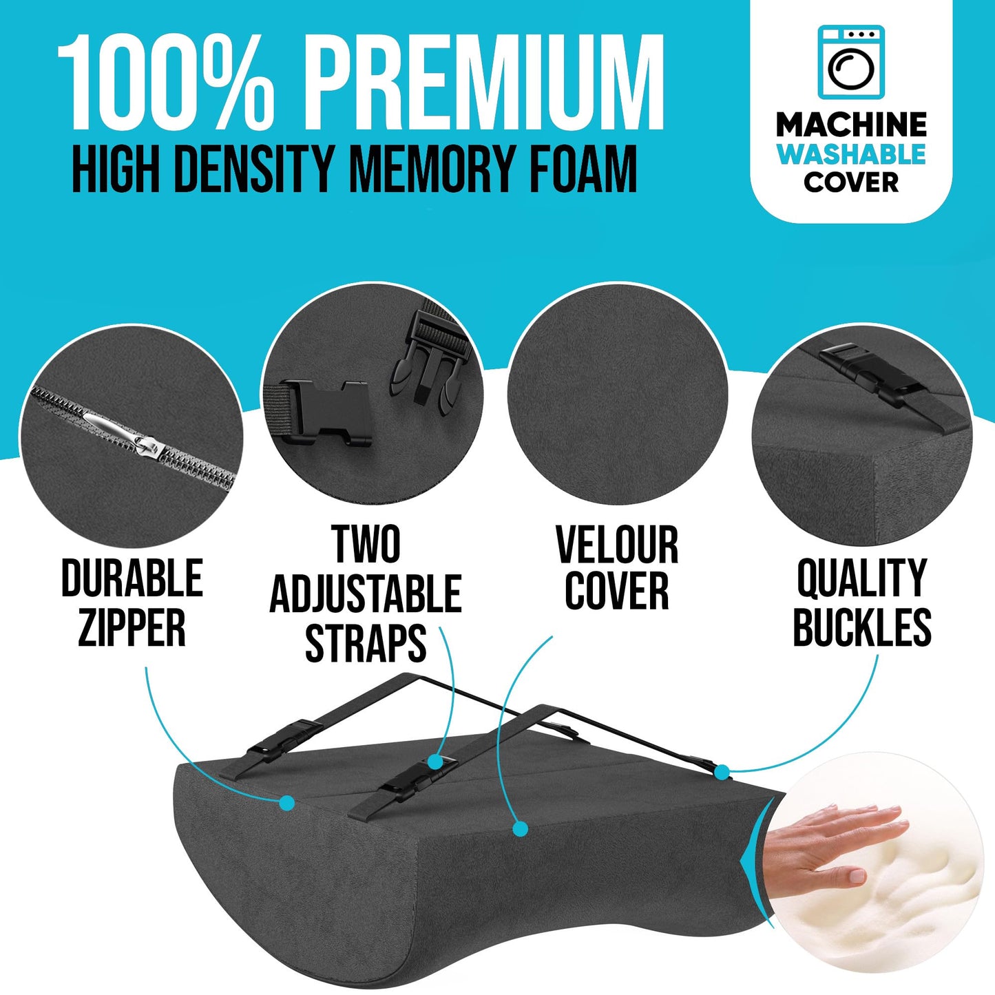 FORTEM Cojín Lumbar Ergonómico para Silla de Oficina, Coche y Gaming, con Espuma Viscoelástica de Alta Densidad y Funda Lavable, Respaldo Ortopédico para Mayor Comodidad