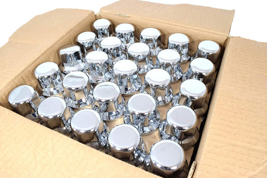 Promolink Tapacubos de rueda para camiones, 32 mm, 32 mm, cromados, protección adicional, compatible con Alcoa, robustos tapacubos para tuercas de rueda de camiones en tamaño 32 mm