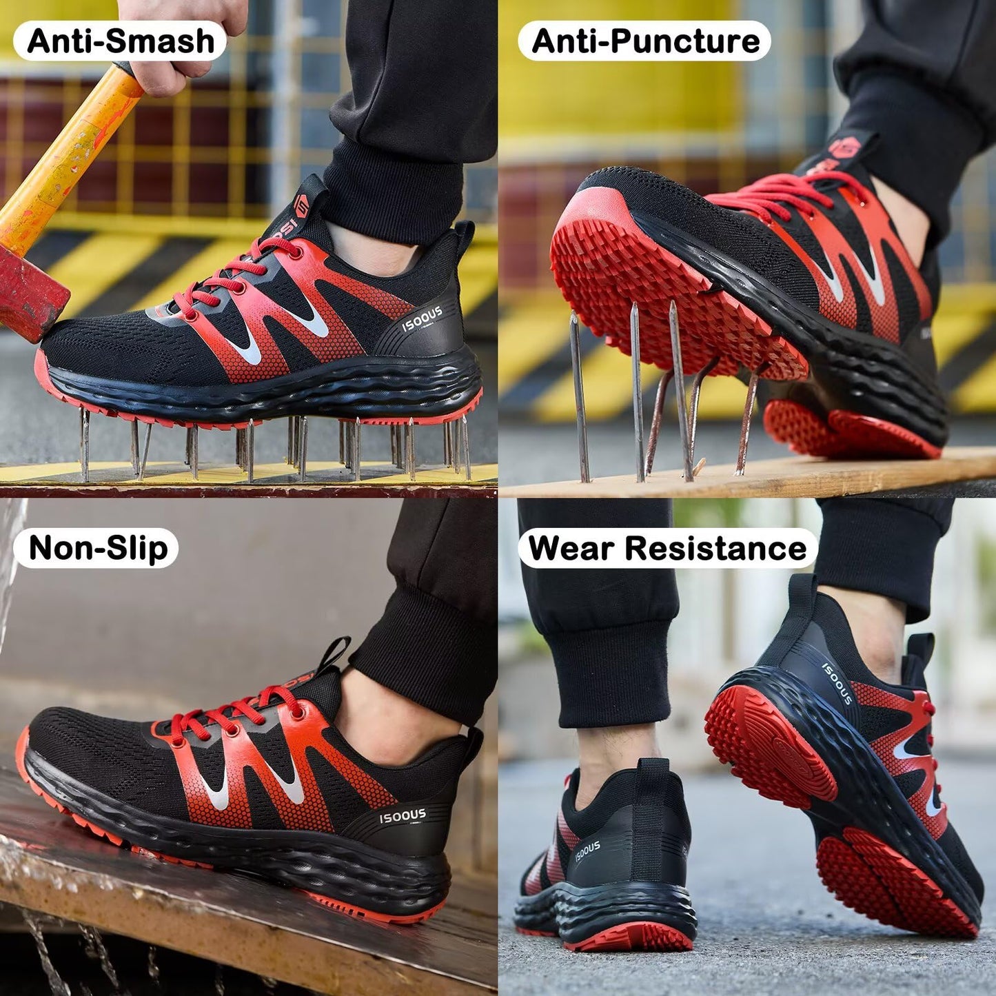 Zapatos de Seguridad para Hombre Mujer Ligero Zapatillas Trabajo Comodo Calzado de Seguridad con Punta de Acero Antideslizantes