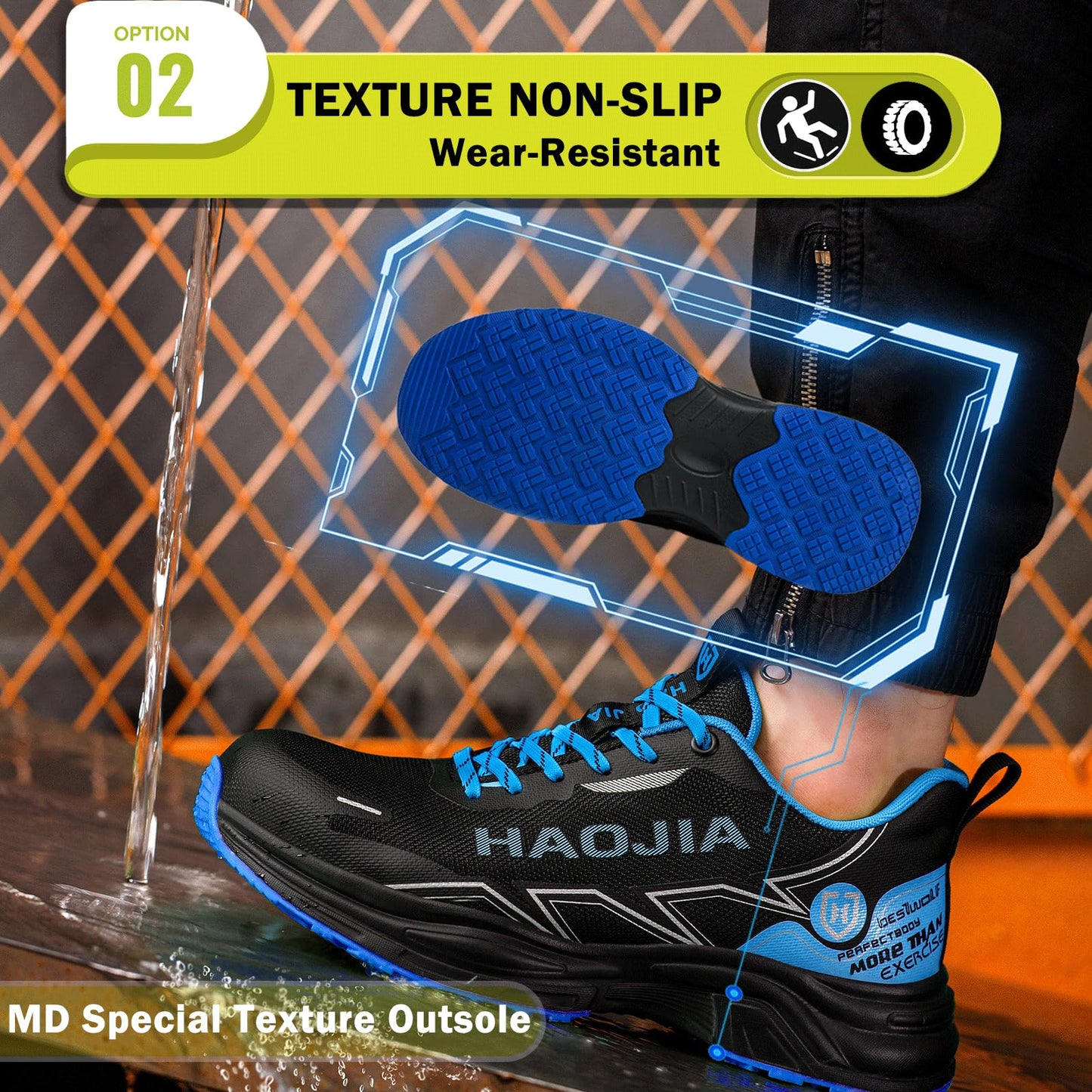 UOQC Zapatos de Seguridad Zapatillas Laborales Transpirables Calzado de Trabajo para Hombre Mujer Antideslizante con Punta de Acero Ligero y Cómodas Resistentes a Impactos