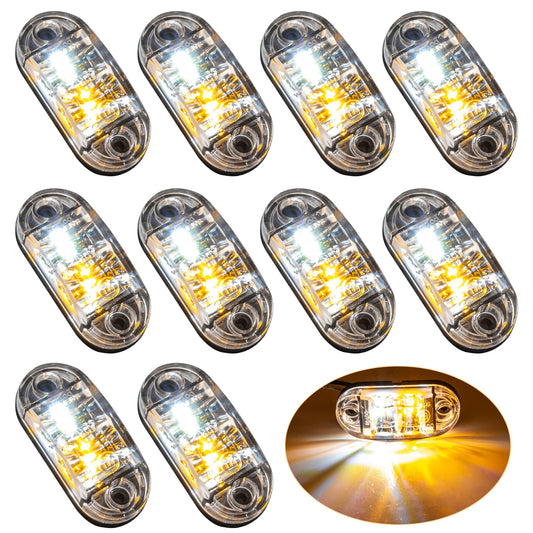 Krtopo 30X 2 Luces LED de Marcador Lateral 12 / 24V Trailer luz Lateral de Advertencia Luz Amarilla/Blanco/Rosa para Camión RV Caravan (Rosa+Amarilla+Blanco)