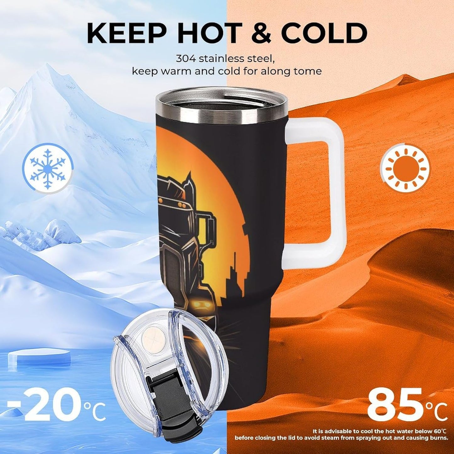 Gattino Termo De Café Para Llevar - Diseño Aislante Con Tapadera A Prueba De Fugas - Ideal Para Mantener Bebidas Calientes 40oz