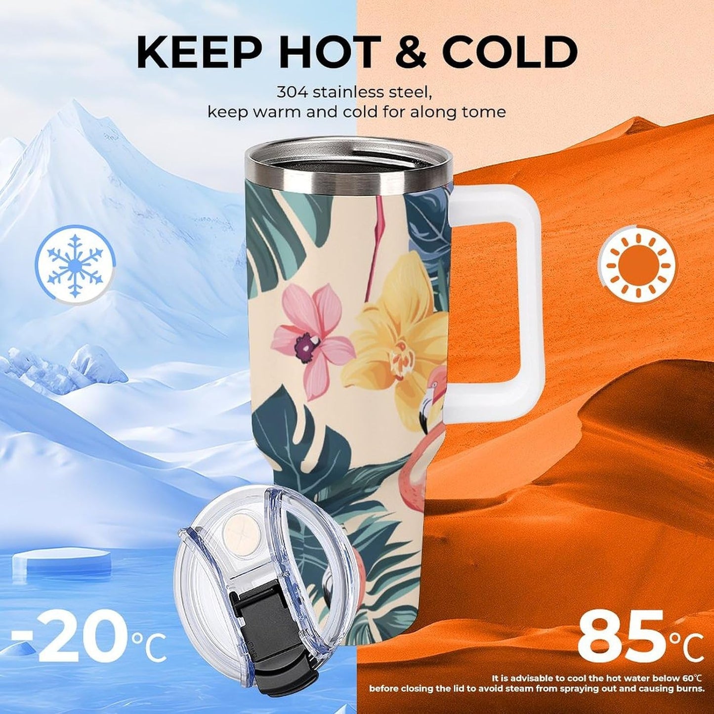 Gattino Termo De Café Para Llevar - Diseño Aislante Con Tapadera A Prueba De Fugas - Ideal Para Mantener Bebidas Calientes 40oz
