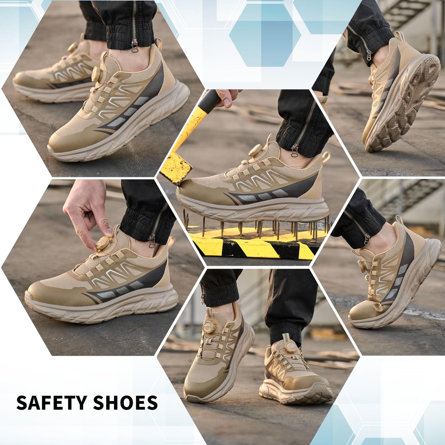 BAXIWUY Zapato Seguridad Hombre Mujer Calzado de Trabajo Ligeros Comodo Zapatillas de Seguridad con Punteras de Acero Transpirable Antideslizante Zapatillas Trabajo