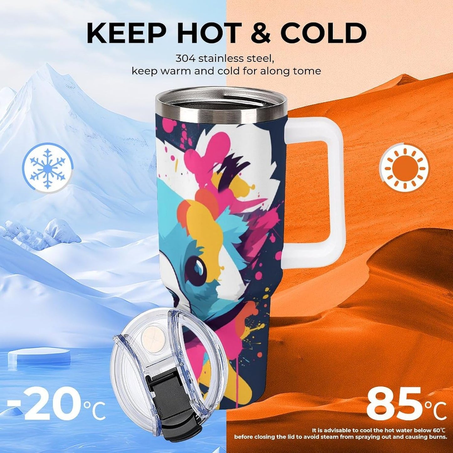 Gattino Termo De Café Para Llevar - Diseño Aislante Con Tapadera A Prueba De Fugas - Ideal Para Mantener Bebidas Calientes 40oz