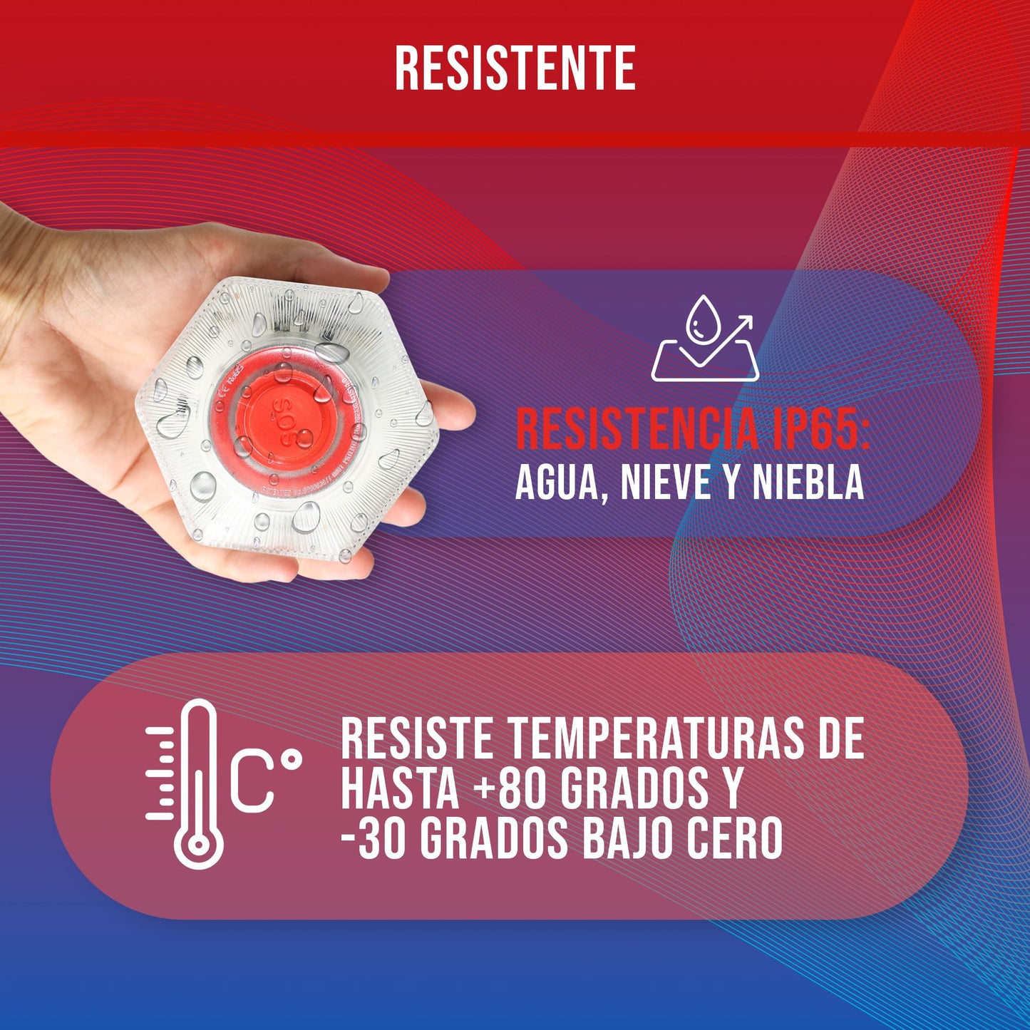 WORLD PRODUCTS STORE Luz Emergencia Homologado DGT – Baliza V16 DGT – Luz Emergencia Coche – Sustitutivo Triángulo de Emergencia- Resistente Agua - Luz Avería Accidente – Visibilidad 1 KM