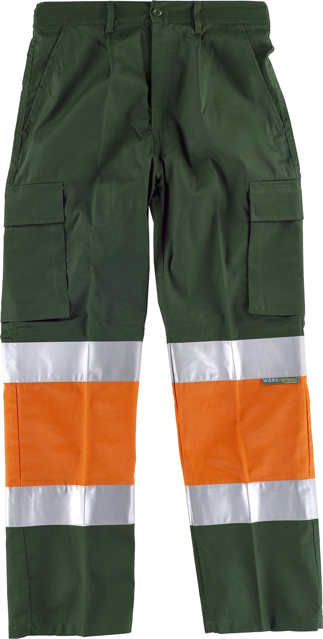 Teamwork WorkTeam Pantalón con 2 Cintas de Alta Visibilidad y Reflectante, Refuerzos y Multibolsillos. EN471. Unisex