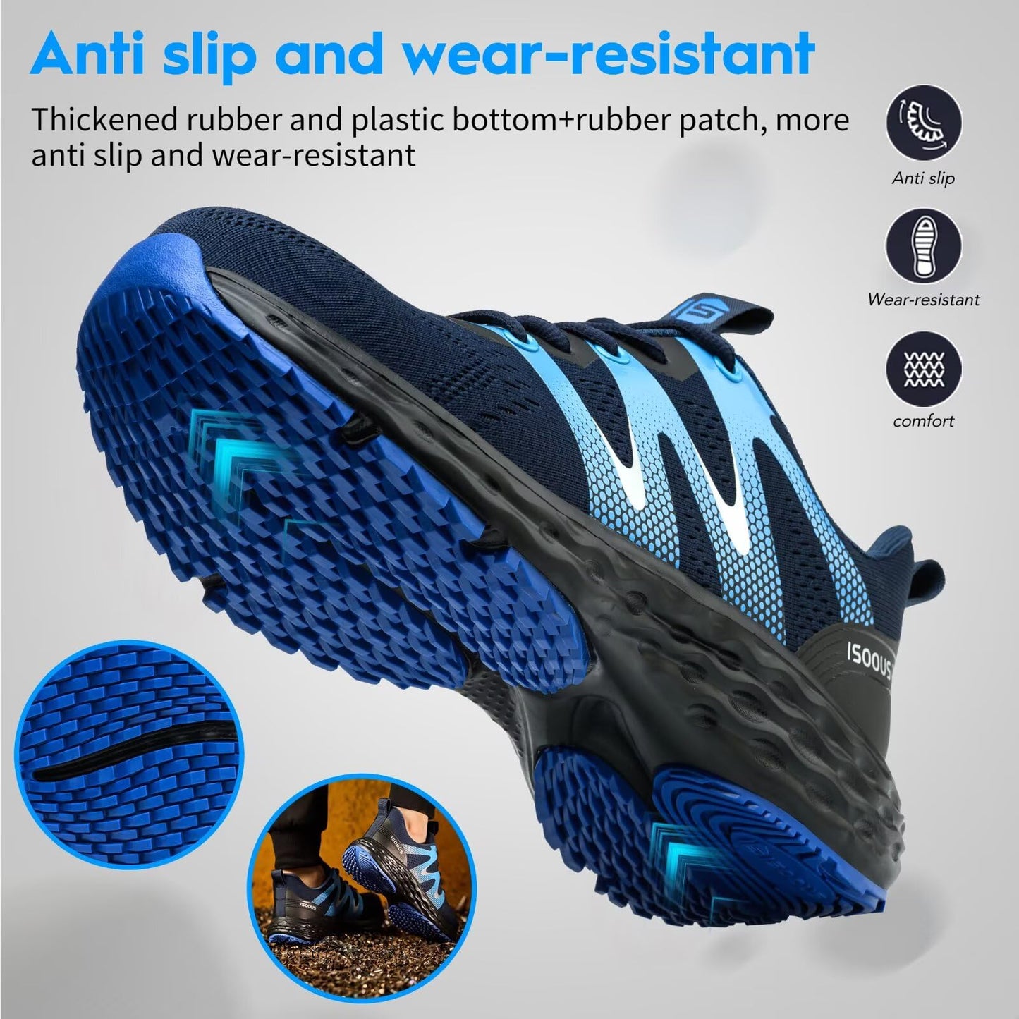 Zapatos de Seguridad para Hombre Mujer Ligero Zapatillas Trabajo Comodo Calzado de Seguridad con Punta de Acero Antideslizantes