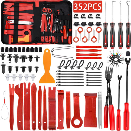 TEGOVE 352 Piezas Herramientas Kit Desmontar Coche,Herramientas Desmontaje Coche,Herramientas de Palanca para Automóviles para Herramientas Desmontar Interiores Coche Radio Audio