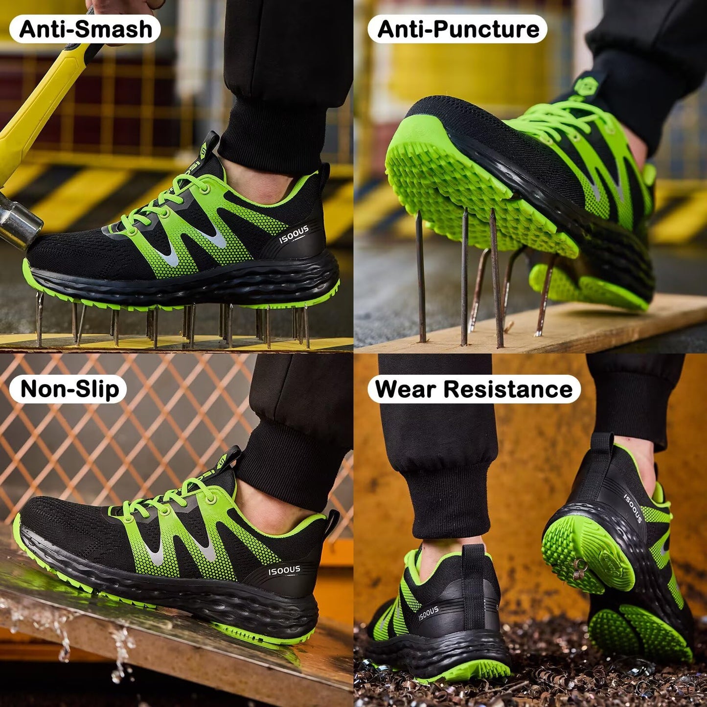 Zapatos de Seguridad para Hombre Mujer Ligero Zapatillas Trabajo Comodo Calzado de Seguridad con Punta de Acero Antideslizantes