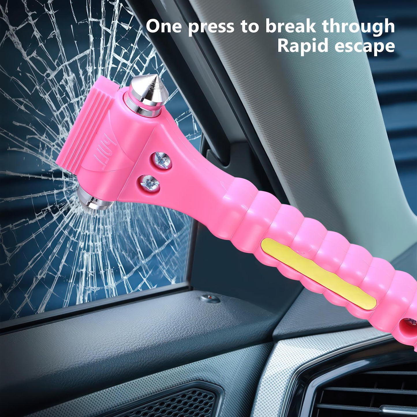 But Oswetf 2 Piezas Martillo de Emergencia para Coche, Incluye Cortacinturones de Seguridad y Rompeventanas, Ideal para Automóviles, Autobuses y Camiones, Accesorios de Coche (Rojo)
