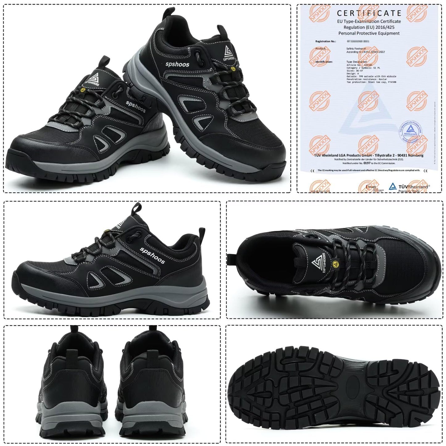 Zapatos de Seguridad para Hombre Mujer S1P ESD Zapatillas Trabajo Comodos Calzado de Seguridad Ligero con Punta de Acero