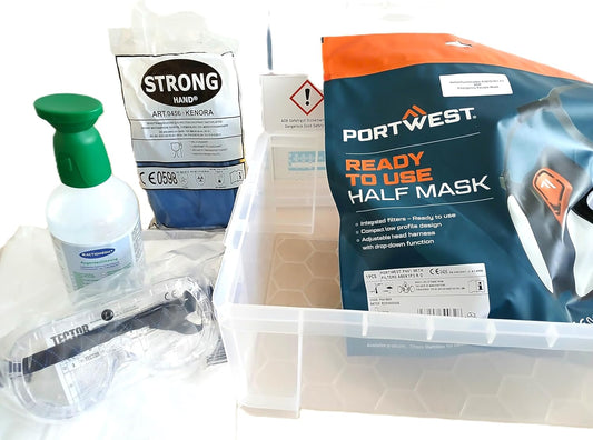 ADR - Kit de seguridad para mercancías peligrosas con media máscara de escape de emergencia, gafas, guantes de protección química, etc.