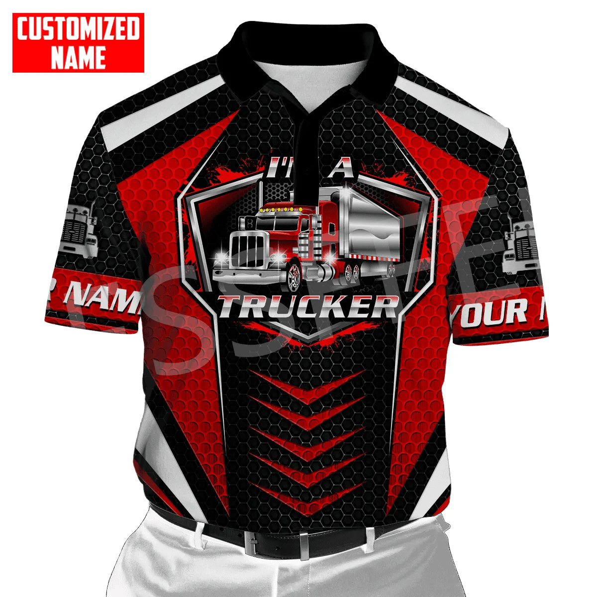 Custom Name Truck Operator Trucker Driver Worker 3DPrint Summer Tattoo Harajuku Polo Shirts Jersey Streetwear Short Sleeves AK3