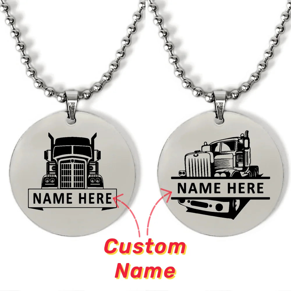 Vintage Customize Truck Pendant Necklaces for Men,Personalized Truker Charm Necklace,Father's Day Jewelry,Gifts for Dad Grandpa