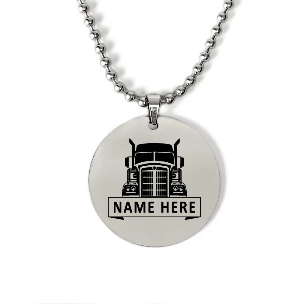 Vintage Customize Truck Pendant Necklaces for Men,Personalized Truker Charm Necklace,Father's Day Jewelry,Gifts for Dad Grandpa