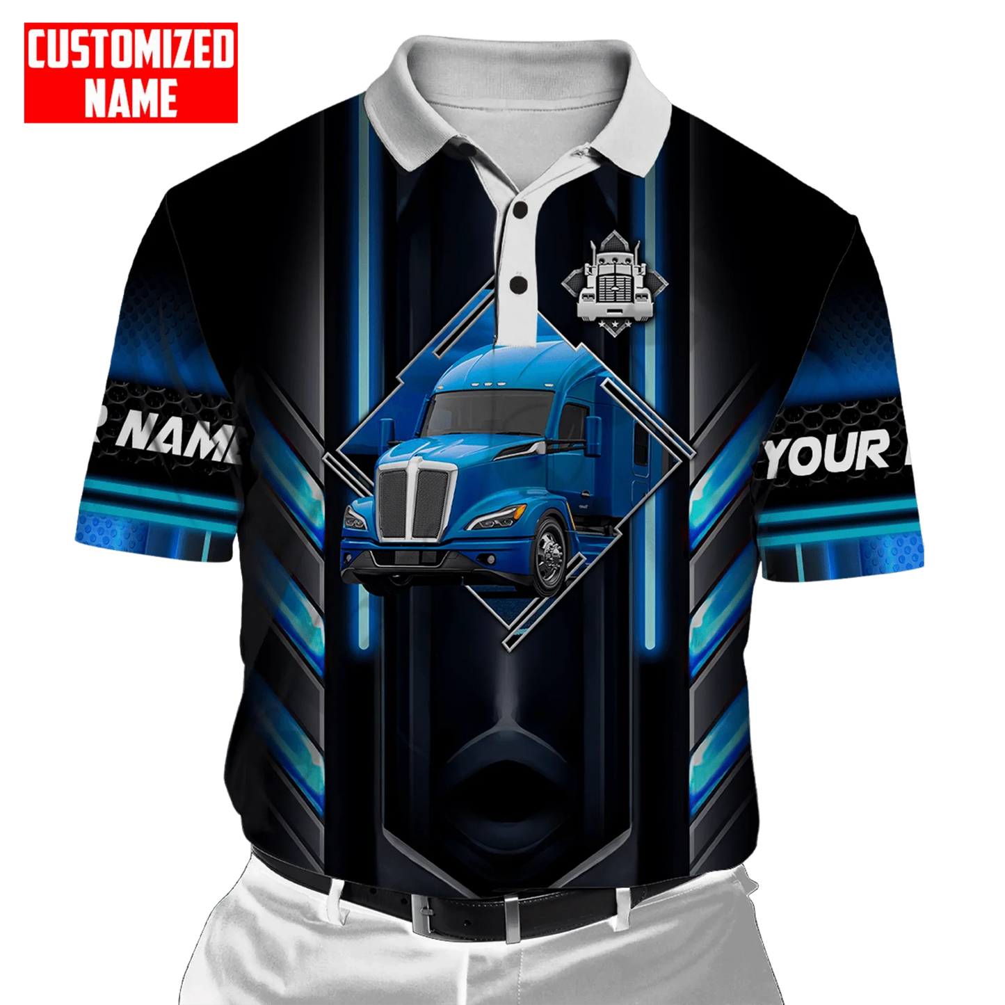 PLstarCosmos 3DPrint Truck Job Worker Polo Shirt Custom Name Team Funny Summer Harajuku Sleeveless Tees Fitness Unisex Style-1