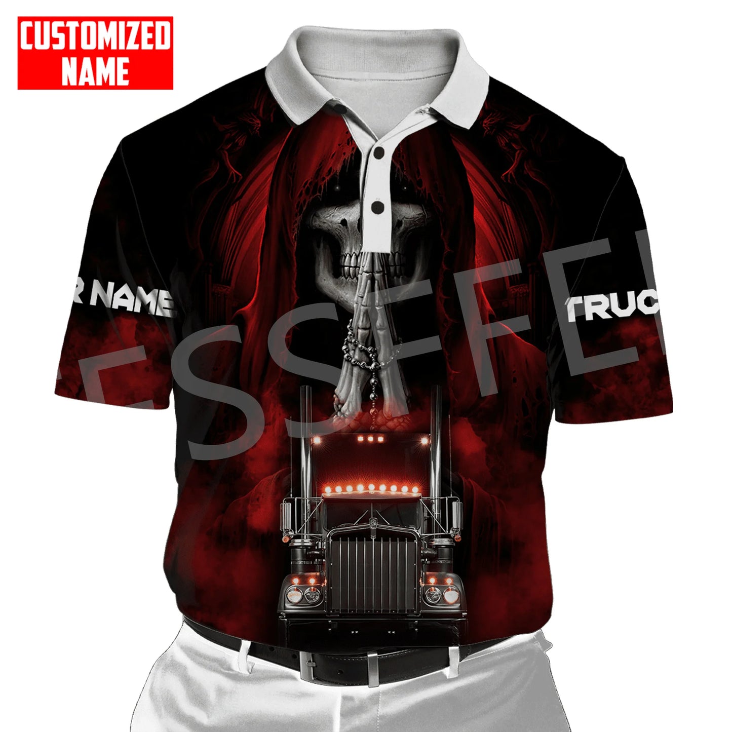 Custom Name Truck Operator Trucker Driver Worker 3DPrint Summer Tattoo Harajuku Polo Shirts Jersey Streetwear Short Sleeves AK3