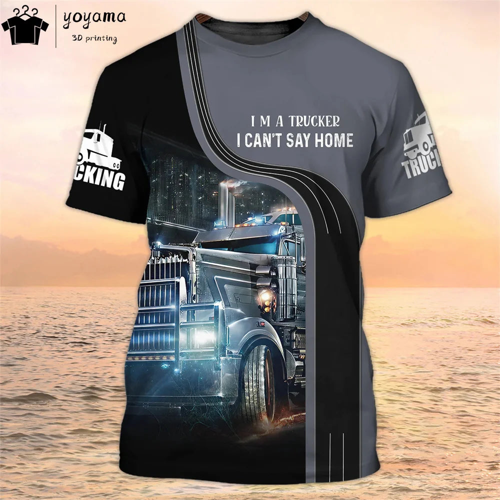Truck Graphic T shirts 3D Print Mens Clothing Short Sleeve Tee Van Driver Workwear O-Neck Casual Men's Clothing T shirt Men Tops