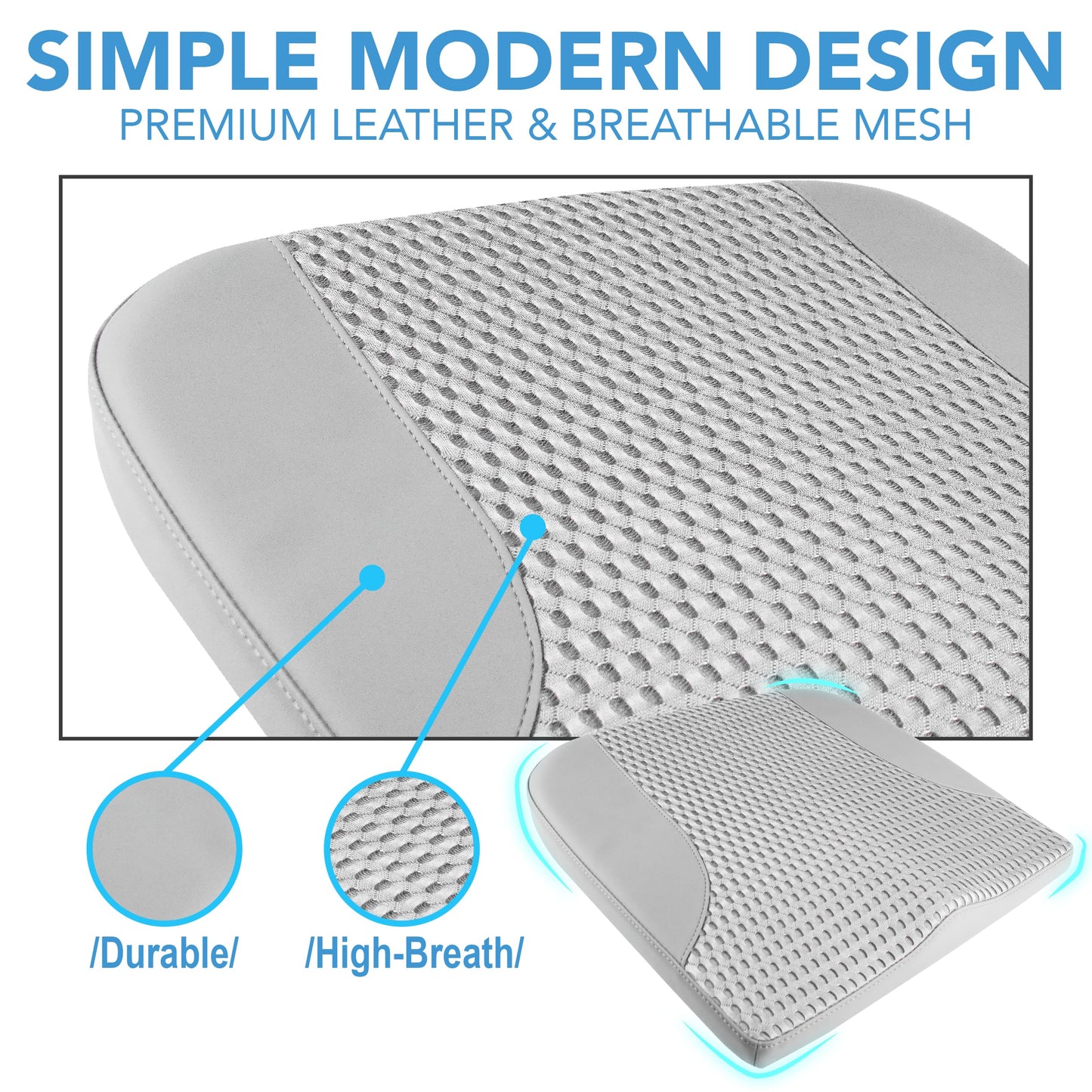Cojín de asiento de coche: cómodo cojín de espuma viscoelástica para conducir, para aliviar el dolor de ciática, tahone, cojín de asiento para coche, camión, oficina, silla de ruedas, cuero y malla 4D