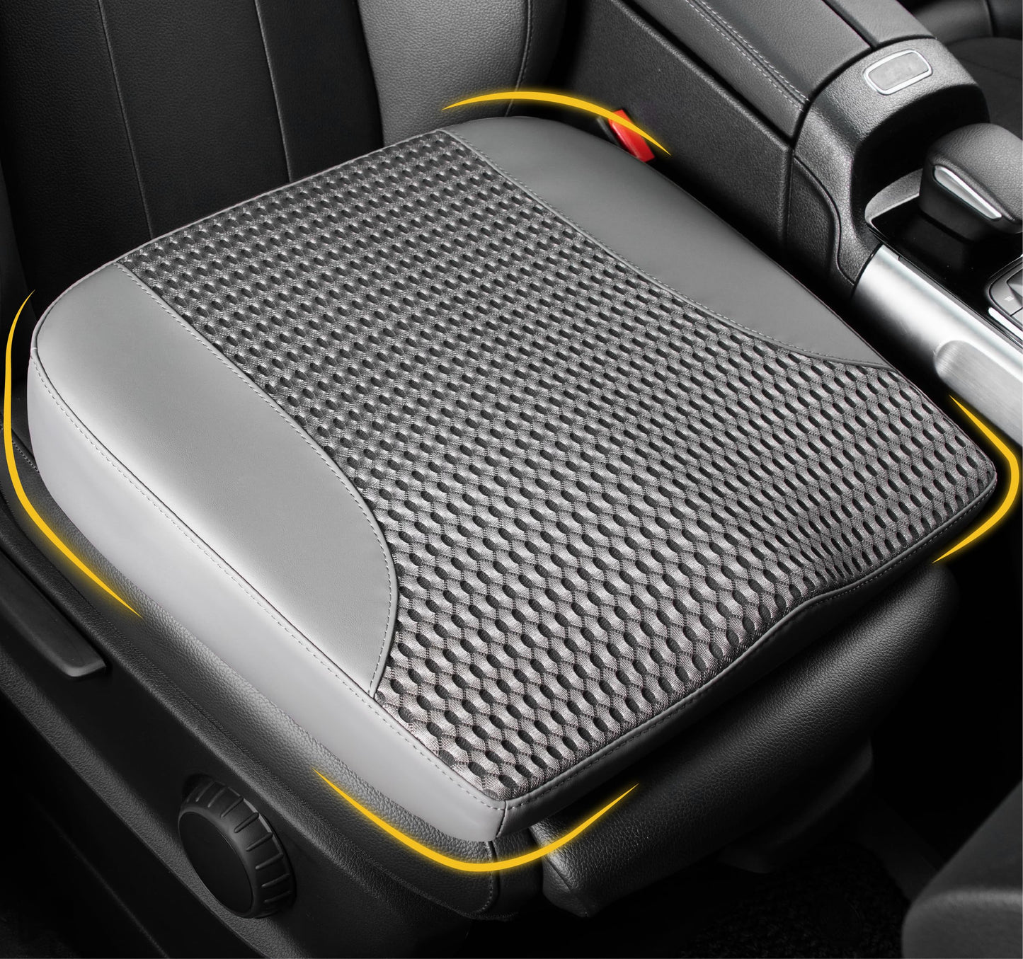 Cojín de asiento de coche: cómodo cojín de espuma viscoelástica para conducir, para aliviar el dolor de ciática, tahone, cojín de asiento para coche, camión, oficina, silla de ruedas, cuero y malla 4D