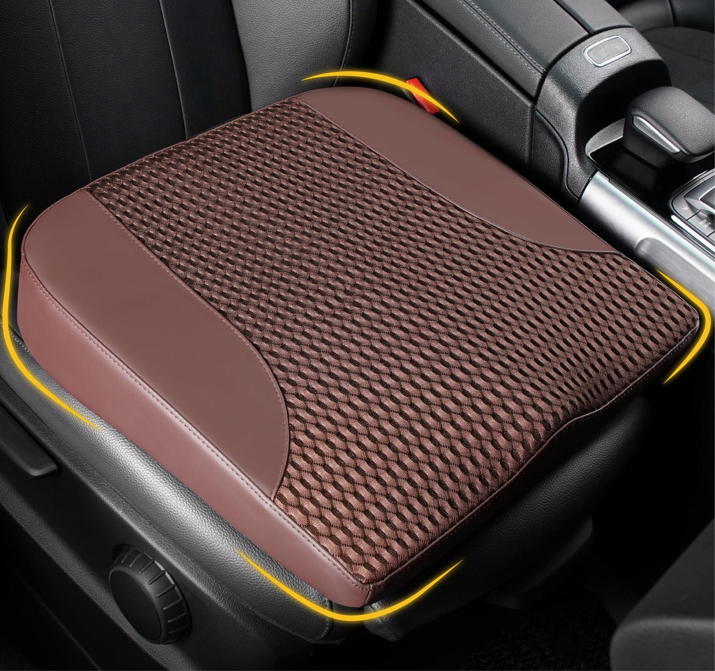 Cojín de asiento de coche: cómodo cojín de espuma viscoelástica para conducir, para aliviar el dolor de ciática, tahone, cojín de asiento para coche, camión, oficina, silla de ruedas, cuero y malla 4D