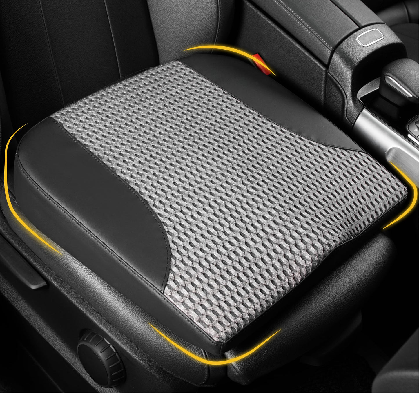 Cojín de asiento de coche: cómodo cojín de espuma viscoelástica para conducir, para aliviar el dolor de ciática, tahone, cojín de asiento para coche, camión, oficina, silla de ruedas, cuero y malla 4D
