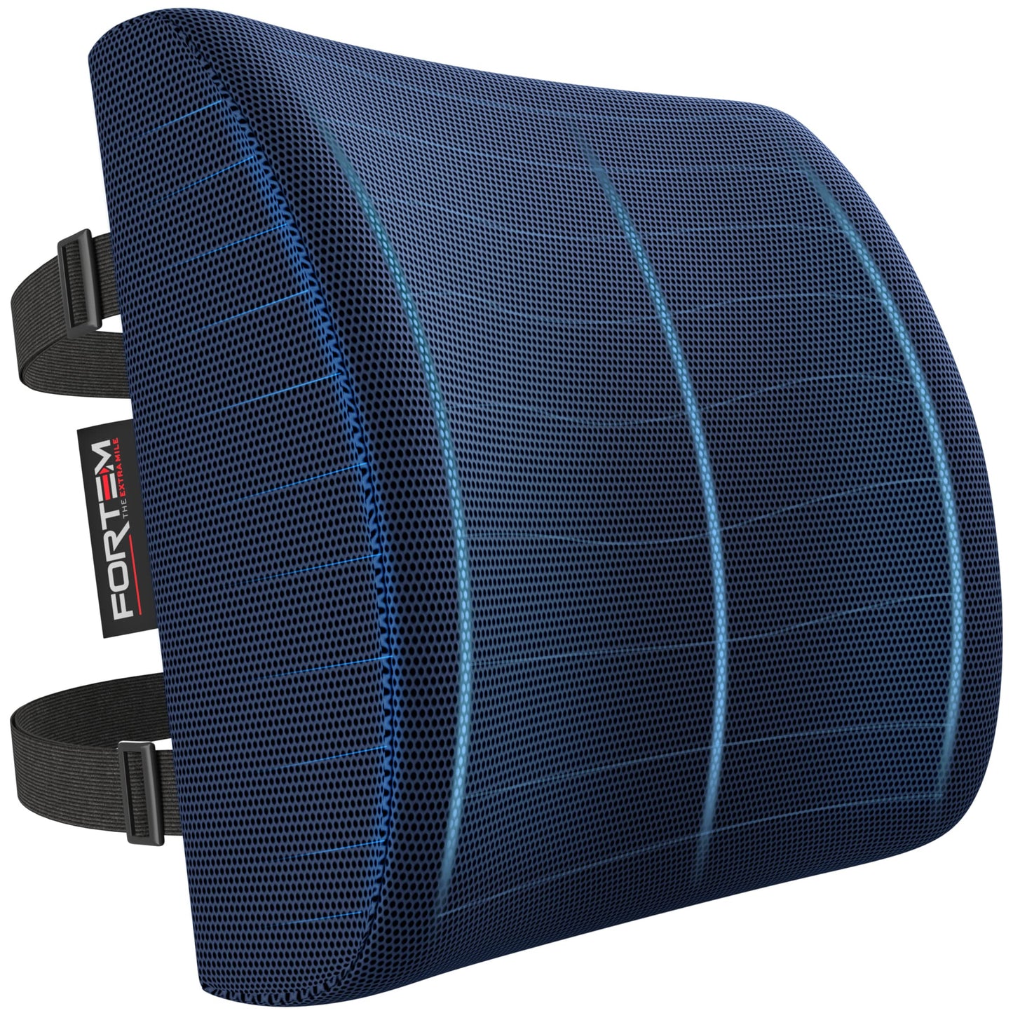 FORTEM Cojín Lumbar Ergonómico para Silla de Oficina, Coche y Gaming, con Espuma Viscoelástica de Alta Densidad y Funda Lavable, Respaldo Ortopédico para Mayor Comodidad
