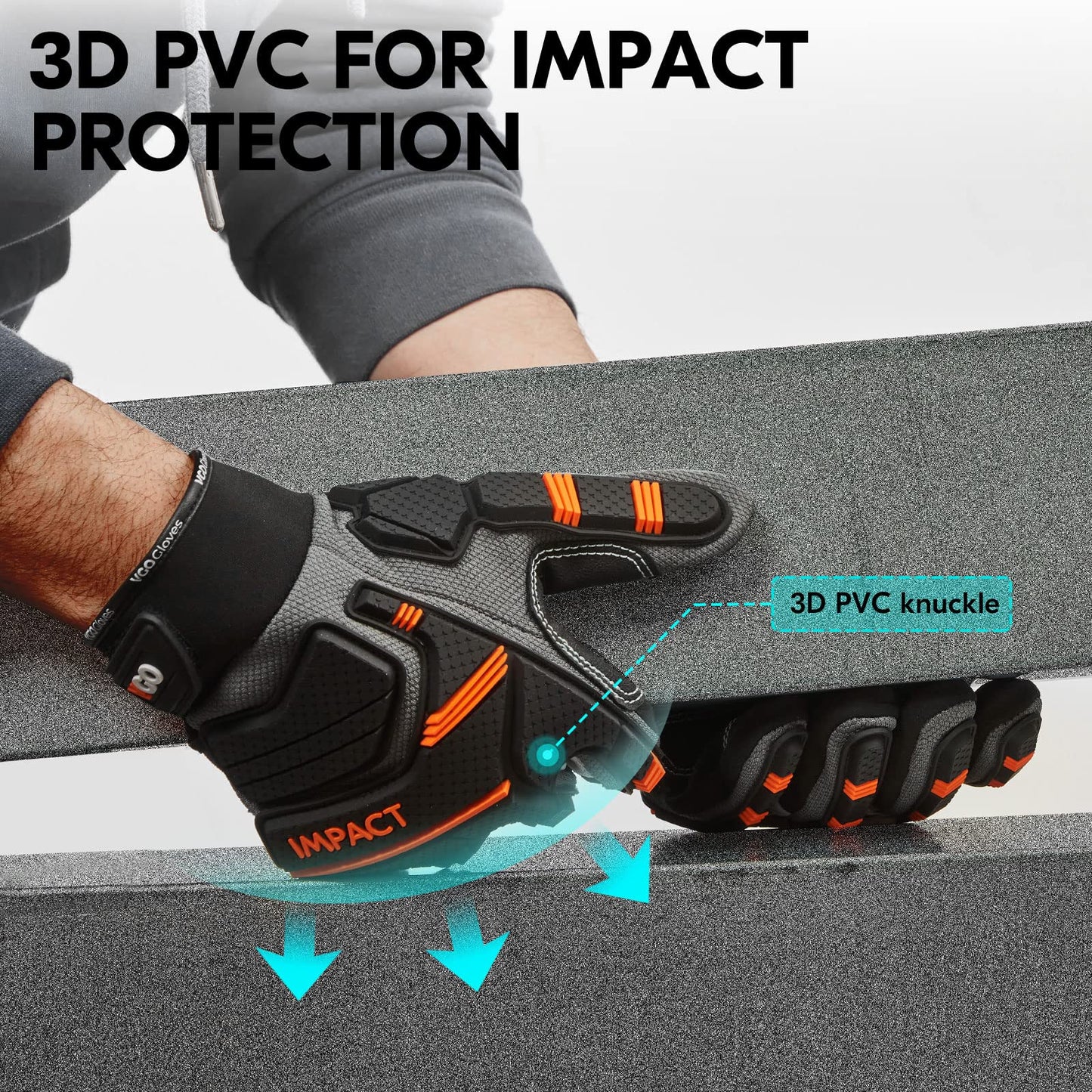 Vgo... Guantes de Trabajo Pesado Hombre Touchscreen para Carpintería Almacén Camionero, Guantes Antivibración Multiusos, 1 par