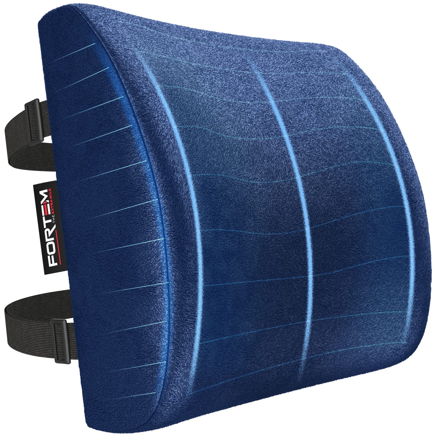 FORTEM Cojín Lumbar Ergonómico para Silla de Oficina, Coche y Gaming, con Espuma Viscoelástica de Alta Densidad y Funda Lavable, Respaldo Ortopédico para Mayor Comodidad