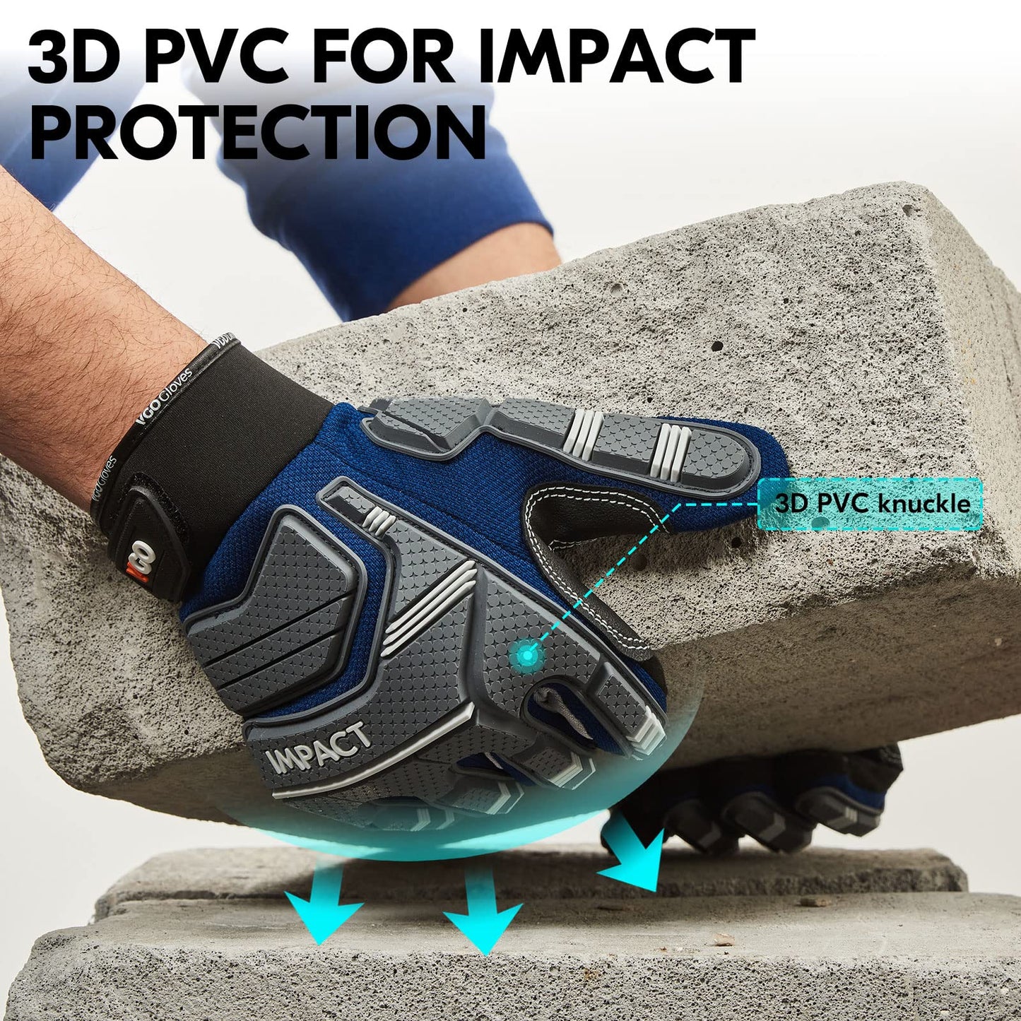 Vgo... Guantes de Trabajo Pesado Hombre Touchscreen para Carpintería Almacén Camionero, Guantes Antivibración Multiusos, 1 par