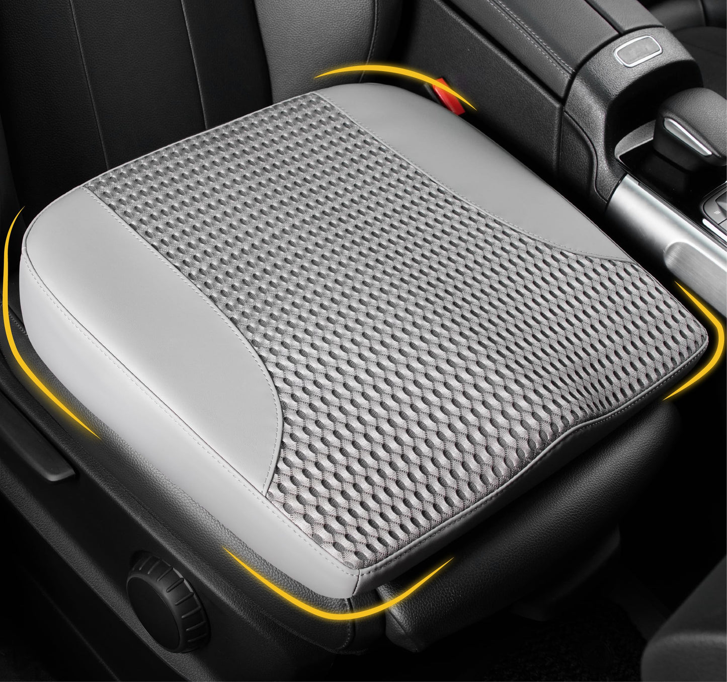 Cojín de asiento de coche: cómodo cojín de espuma viscoelástica para conducir, para aliviar el dolor de ciática, tahone, cojín de asiento para coche, camión, oficina, silla de ruedas, cuero y malla 4D