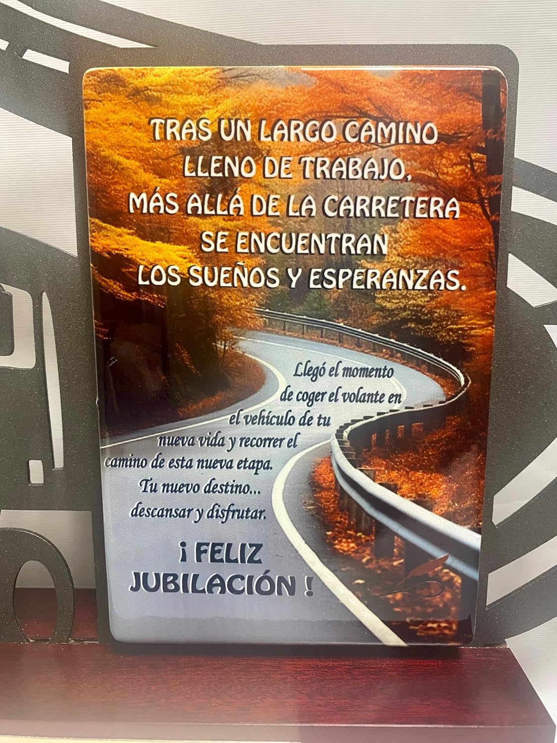 Regalo Camionero Transportista para Jubilación Personalizado Figura con dedicatoria para Jubilado de Acero Satinado