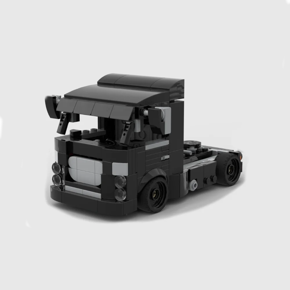 MOC spot car mobilization mechanical crane truck head truck trailer tail car building blocks toy children's Christmas holiday gi