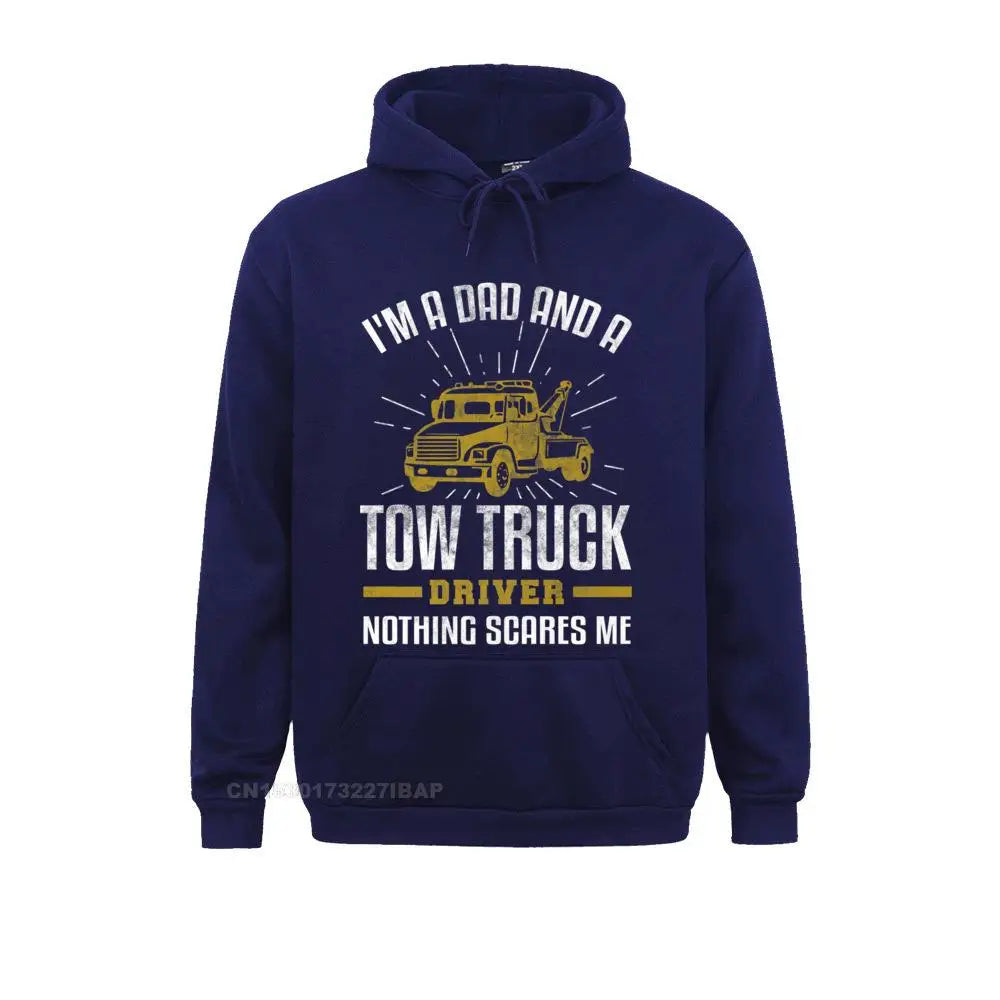 Mens Tow Truck Driver Dad Funny Tow Truck Father Premium Hooded Pullover Holiday3D Printed Hoodies Classic Hoods Mens