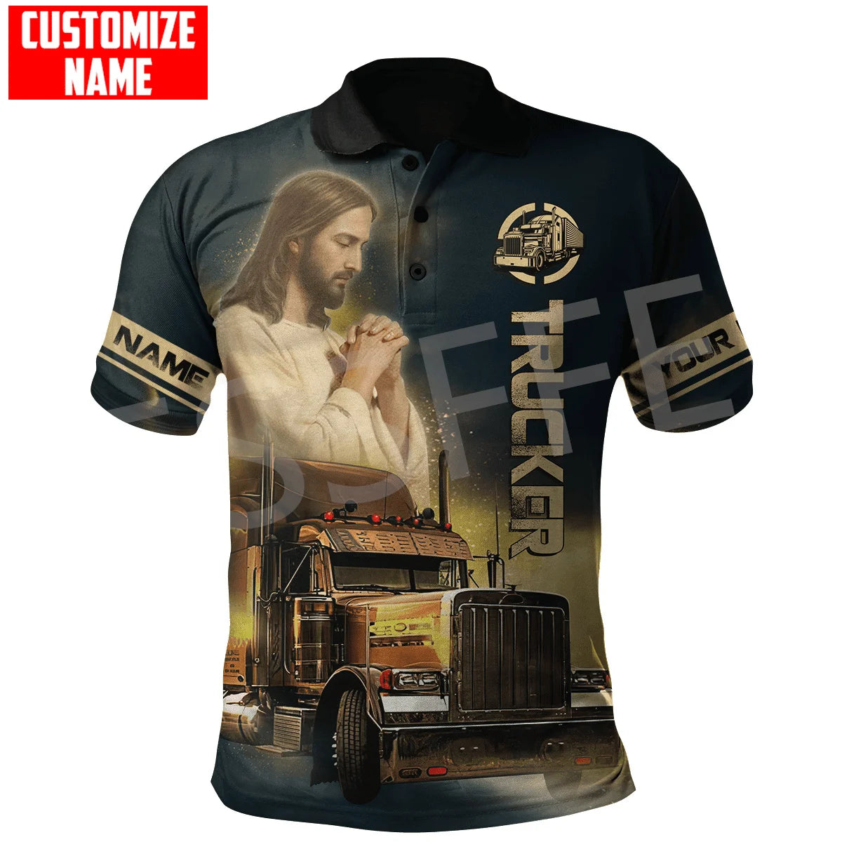 Custom Name Truck Operator Trucker Driver Worker 3DPrint Summer Tattoo Harajuku Polo Shirts Jersey Streetwear Short Sleeves AK3