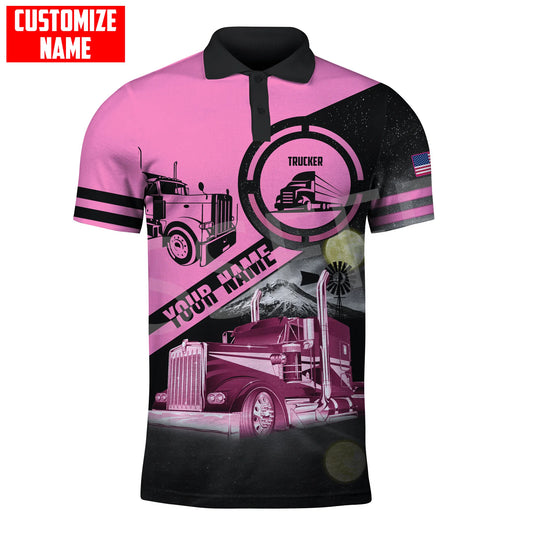 Custom Name Truck Operator Trucker Driver Worker 3DPrint Summer Tattoo Harajuku Polo Shirts Jersey Streetwear Short Sleeves AK3