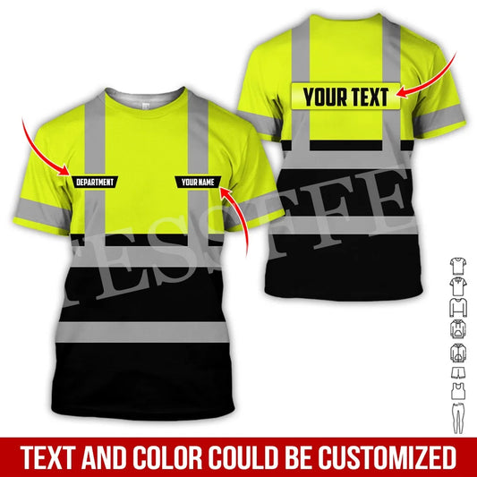 Custom Name Cosplay Worker Heavy Equipment Tow Truck Multicolor Retro Harajuku 3DPrint Streetwear Summer T-Shirts Short Sleeve B