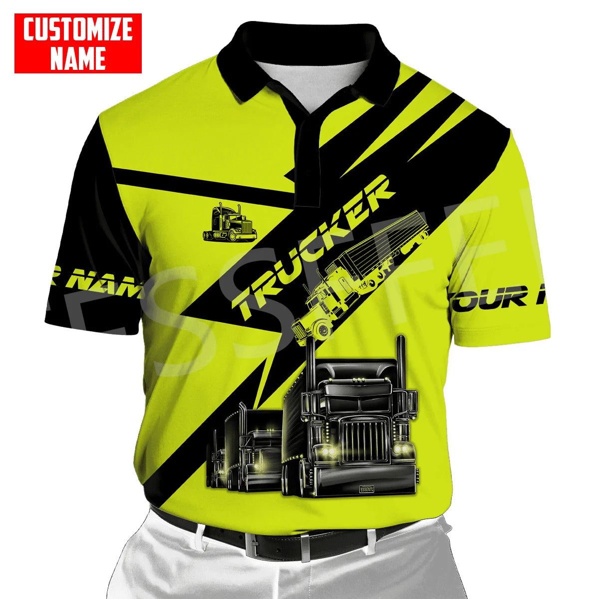 Custom Name Truck Operator Trucker Driver Worker 3DPrint Summer Tattoo Harajuku Polo Shirts Jersey Streetwear Short Sleeves AK3
